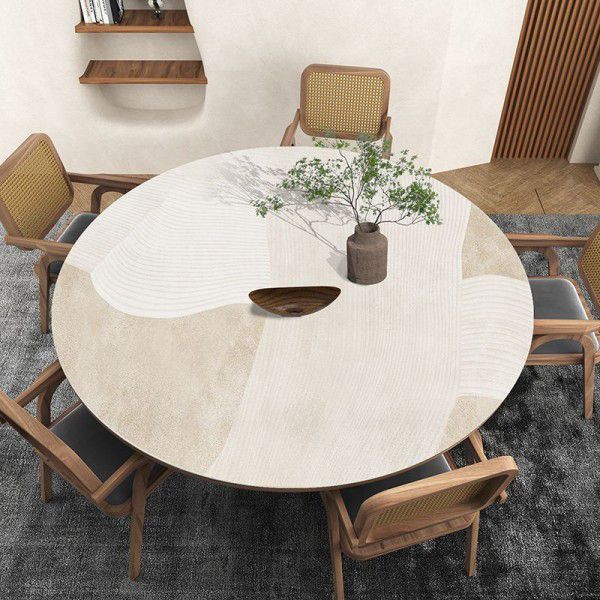 Round table cloth waterproof, oil resistant, scald resistant, and washable table mat leather table mat tea table cloth mat circular household