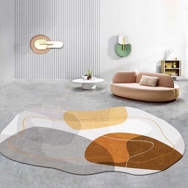 Light luxury irregular carpet, living room, coffee table carpet, household oval bedroom, living room, fully covered with carpet mats