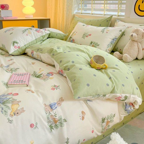 Wholesale of new 60 count pure cotton bed top four piece set of cotton small floral bed products three piece set of bed sheets and fitted sheet sets