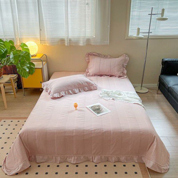 Washed antibacterial pure cotton thickened bed sheet with cotton and tatami bed cover, 3-piece set of anti-skid pads