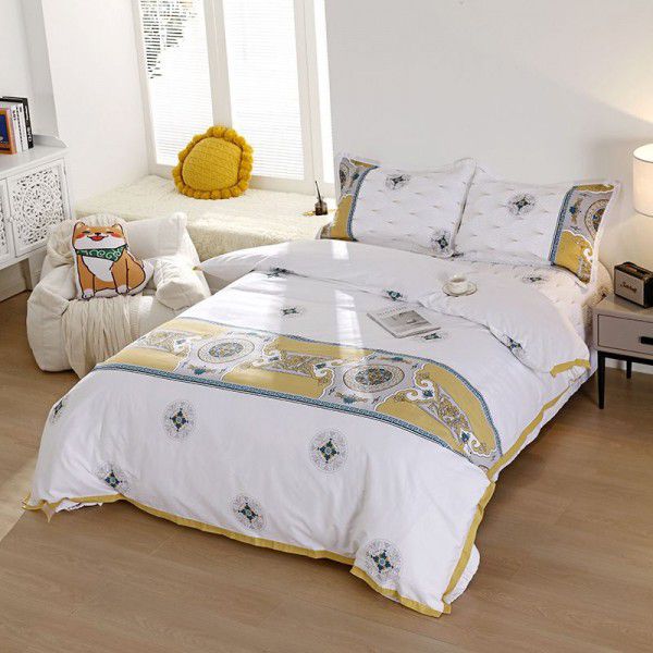 New Four Piece Bed Cover Set with Air Conditioning Quilt, Pure Cotton Twill Quilt, Single Bed Cover Quilted Bed Quilt
