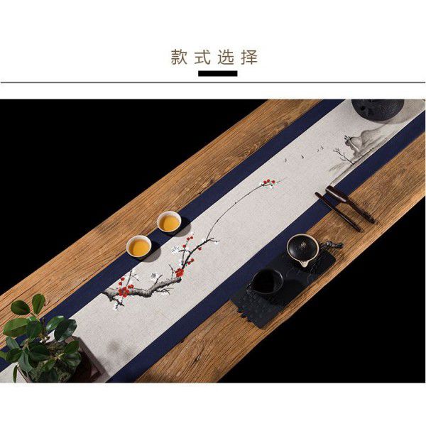 Hand-painted tea mat, table flag, Chinese style tea mat, Asian cotton linen cloth, Zen meaning