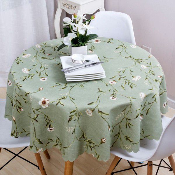 Big Garden Table Cloth Fabric Art Cotton and Hemp Small Fresh European Round Household Small Fragmented Flowers American Rural Round Table Table Round Cloth