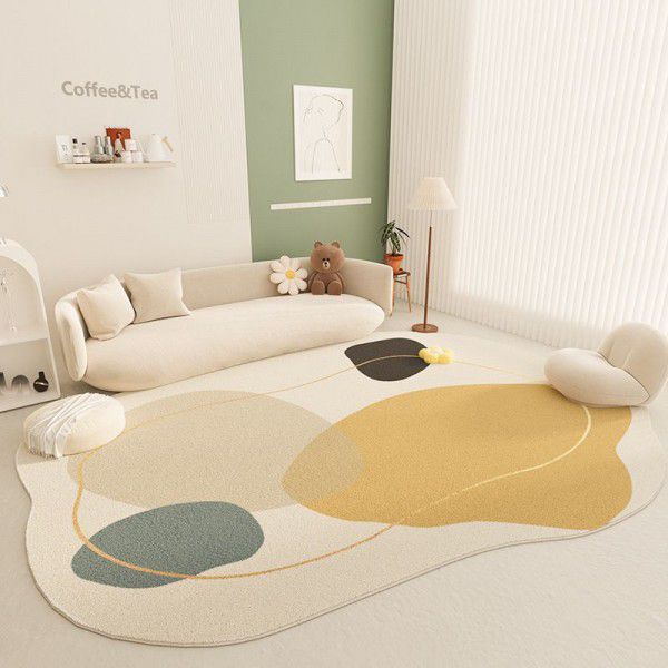 Light Luxury Luxury Carpet, Irregular Shaped Bedroom Bedside Carpet, Water Absorbent, Non slip, Imitation Cashmere Living Room Carpet