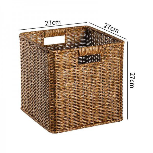 Imitation rattan woven storage basket, cabinet, study, newspaper, magazine sorting basket, living room, snack toy storage basket, square