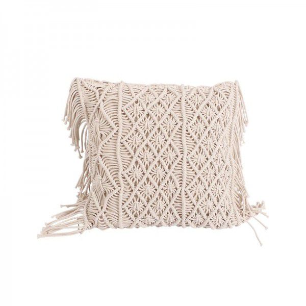 Woven string tassel pillowcase, hand woven pillowcase cushion, living room, bedroom, sofa, geometric pattern decoration pillowcase