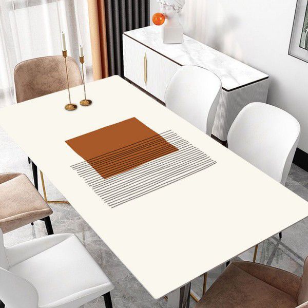 Table mat is waterproof, oil-resistant, and washable. Table cloth is heat-resistant and can be cut. Simple leather tabletop cloth and coffee table