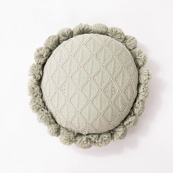 Round PuTuan Pillow Handmade Knitted Sunflower Cushion Plush Ball Style Detachable and Washable Living Room Sofa Window Pillow Cover