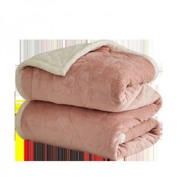 Blanket with three layers of thickened autumn and winter insulation blanket, flannel coral blanket