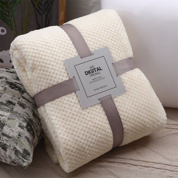 Thickened solid color pineapple lattice sofa blanket flannel blanket coral velvet office air conditioning blanket gift blanket 