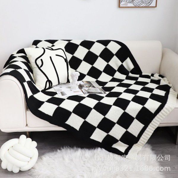 Checkerboard double layer thickened blanket sofa blanket blanket blanket blanket