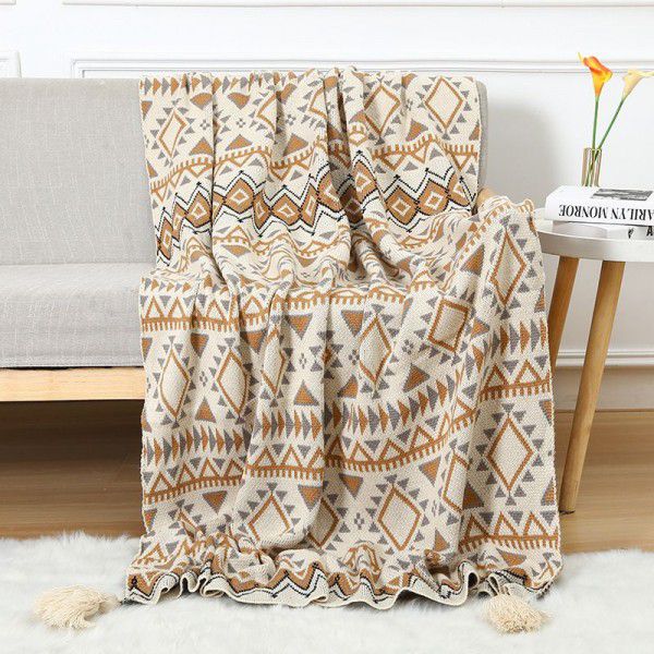 Bohemian blanket, knitted sofa blanket, cover blanket, office nap, air conditioning blanket, wool blanket, small blanket