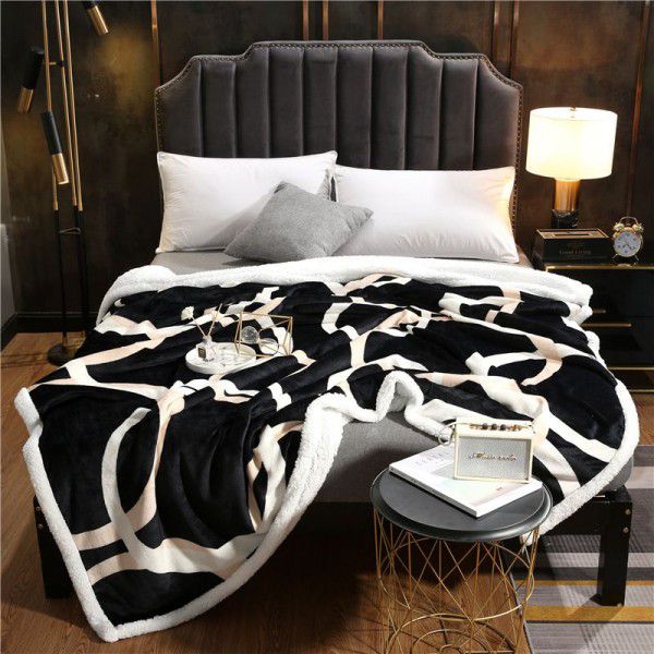 Leopard Pattern Series New Winter Thickened Double Layer Lamb Fleece Blanket Single Pair Sofa Flannel Blanket