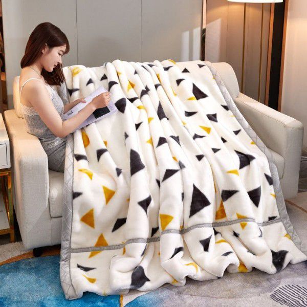 Winter thickened warm air conditioning nap cover blanket flange flannel blanket blanket