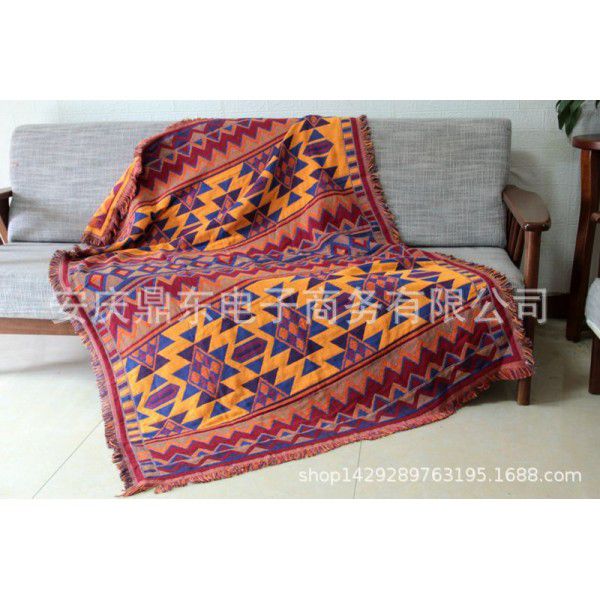 Cotton thread woven blanket sofa towel knitted thick Bohemian bed blanket cover blanket geometric tapestry sofa blanket