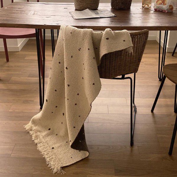 Double-sided knitted thread blanket, spotted cover blanket, nap air conditioning blanket, atmosphere feeling decorative blanket