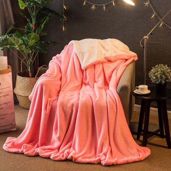 Double layer thickened small blanket sofa cover blanket lamb cashmere magic wool office nap air conditioning children blanket quilt cover 
