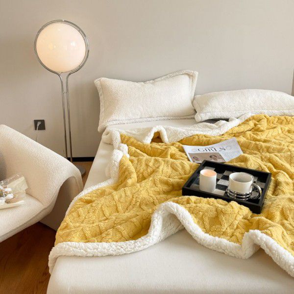 Lamb plush blanket, autumn and winter thickened warm cover blanket, sofa blanket, car blanket, blanket